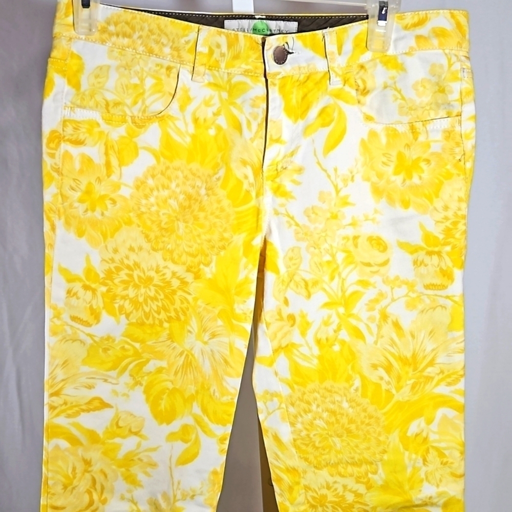 Stella McCartney Yellow/White Floral Print Skinny Jeans Size 27 - Picture 2 of 8